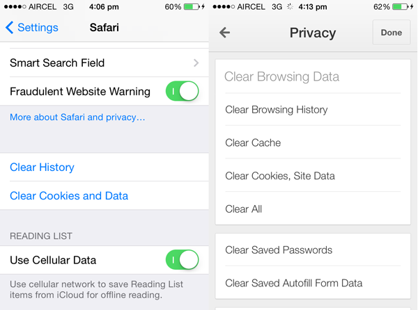 iPhone-browser-cache-clearing-options