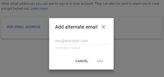 Adding an Alternate Login Email Address in Gmail