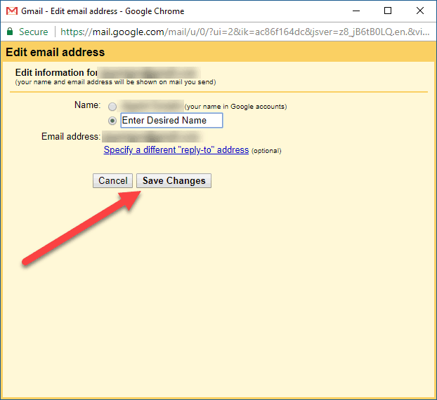 Changing Display Name in Gmail