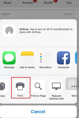 How to print from iPhone