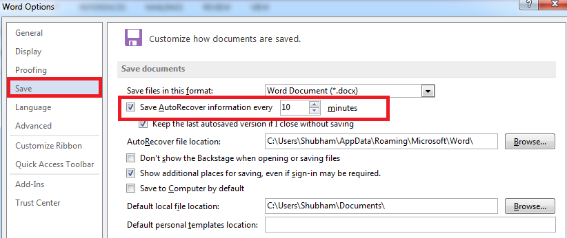 How to recover unsaved word document