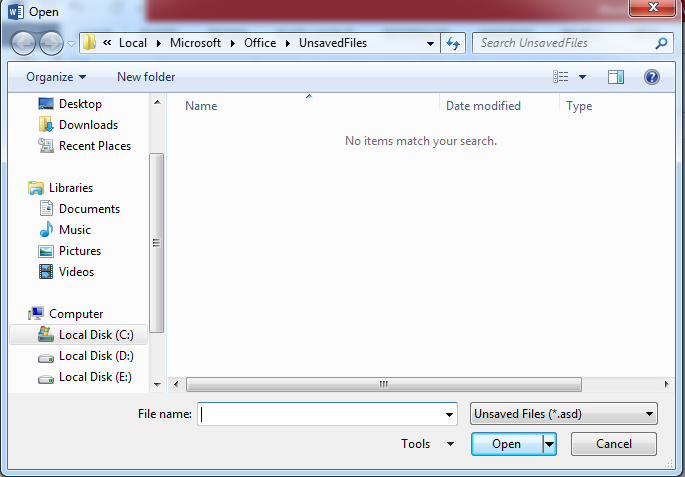 How to recover unsaved word document