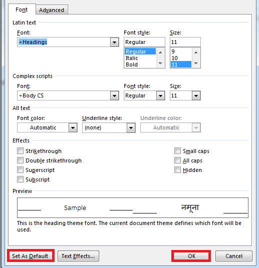 changing the default font in Microsoft word