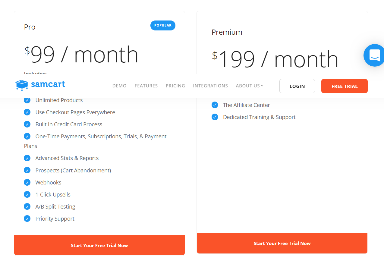 SamCart Review- Pricing Plan