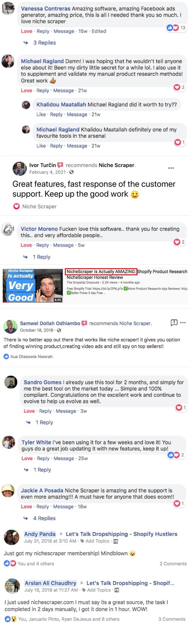 NicheScraper Testimonials