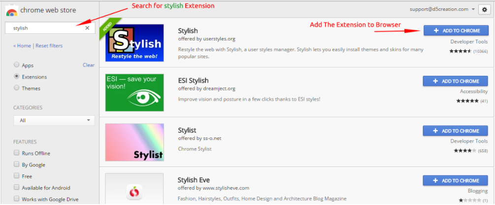 stylish extentions - How to change facebook theme