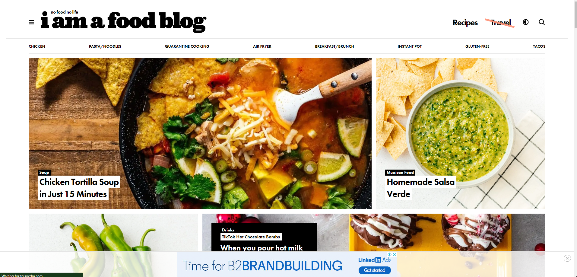 i am food blog website dashboard