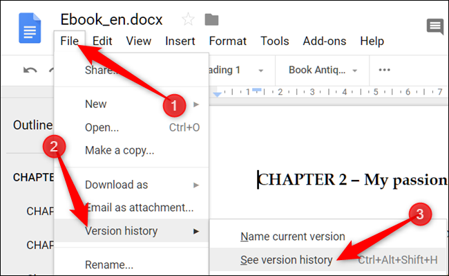 Restore Previous Version of Google Docs