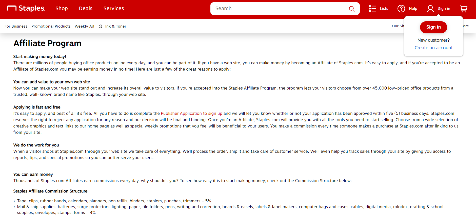 Staples Job Affiliate