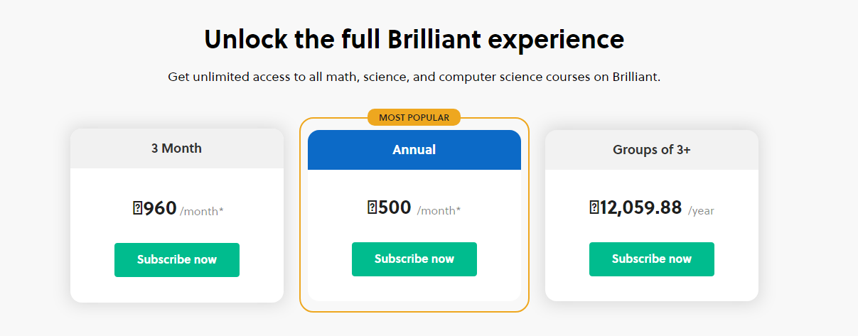 Brilliant.org Pricing