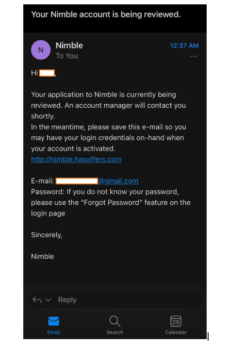You will also receive an email