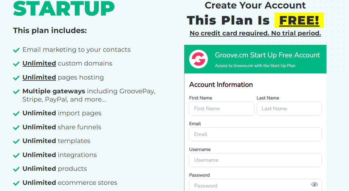 Groovepages Pricing View